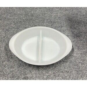 Vintage GLASBAKE Divided‎ Dish Milk Glass Baking Casserole J2352 USA Made 12x9